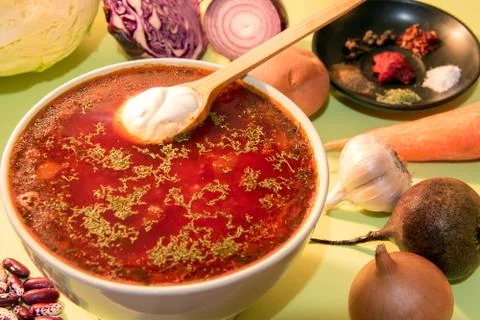Ukrainian beetroot Borsch Stock Photos