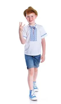 Ukrainian boy in hat 写真素材
