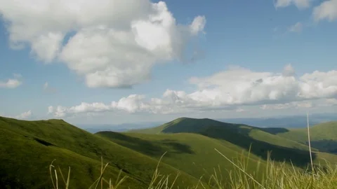 Ukrainian Carpathians, a Mountain Range, the Clouds Move Quickly, in the Foregro Video stock 74932250