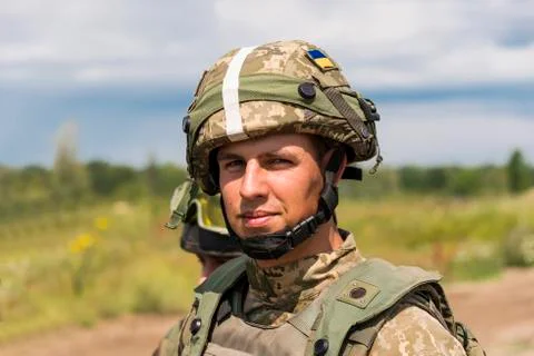 Ukrainian commando   rests  after training fight Stock Photos