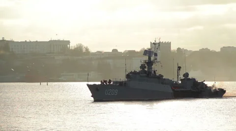 Ukrainian corvette "Ternopil" Stock Footage 32684615