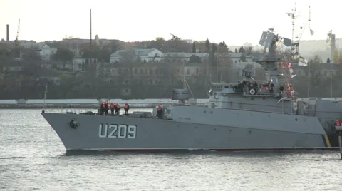 Ukrainian corvette "Ternopil" Stock Footage 32684923