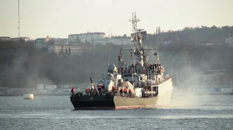 Ukrainian corvette "Ternopil" Stock Footage 32687300