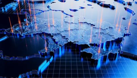 Ukrainian digital map Stock Illustration