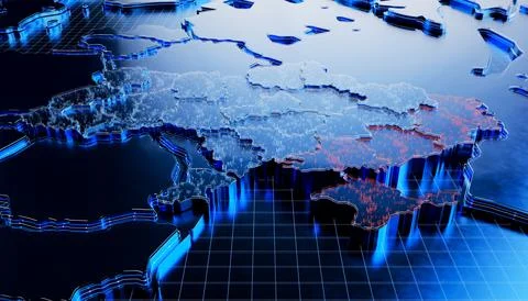 Ukrainian digital map Stock Illustration