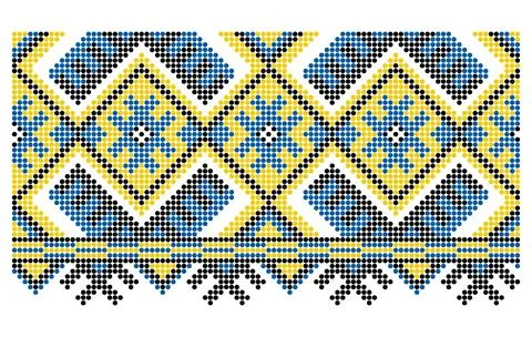 Ukrainian Dotted Diamond Pattern Yellow Blue Beads 스톡 일러스트