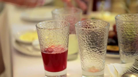 Ukrainian festive table in the national serving Stock Footage 218984042