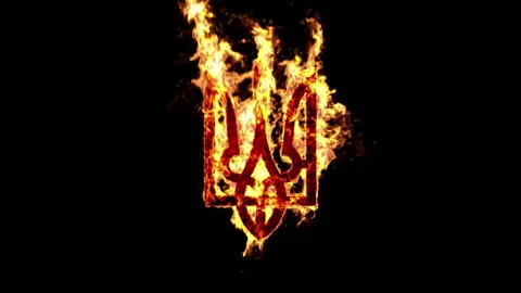 Ukrainian Fire Trident Moving toward the viewer Stock Footage 238970515