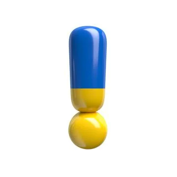 Ukrainian flag exclamation point - 3d Ukrainian symbol - Suitable for Ukraine Stock Illustration