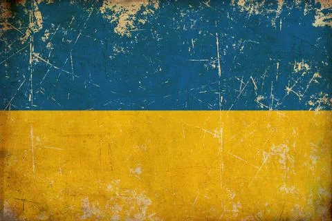 Ukrainian Flag Flat Aged Stock Illustration