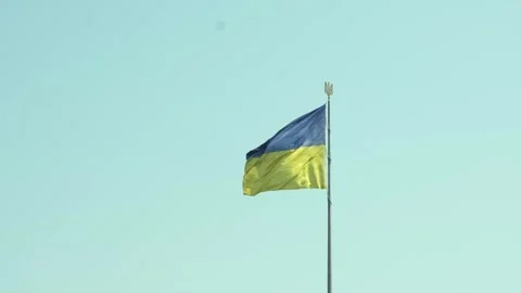 Ukrainian flag flies in the wind Stock Footage 277990146