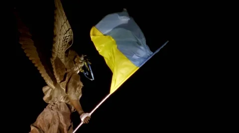 Ukrainian flag fluttering Stock Footage
