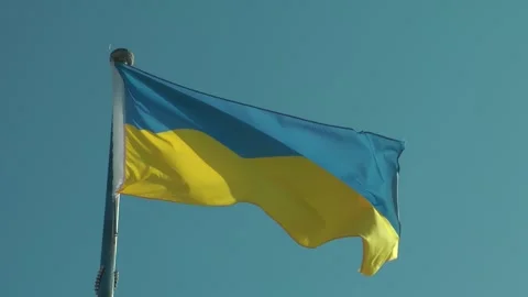 A Ukrainian flag is flying 動画素材 343383552