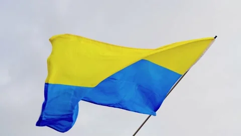 Ukrainian flag grey background slow motion waving in the wind victory Stock Footage 172201412