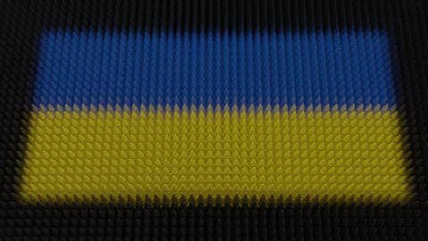 Ukrainian Flag Light Shining on Scrolling Bullets Stock Footage 254918197