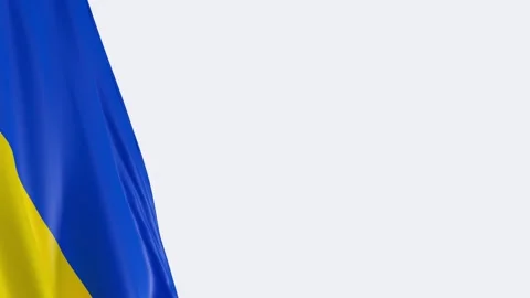 Ukrainian flag loop background left side with copy space on the left 스톡 동영상 332118814