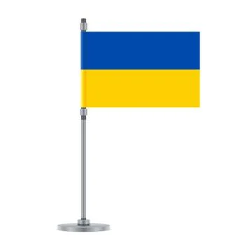 Ukrainian flag on the metallic pole, vector illustration Illustrazione stock