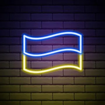 Ukrainian Flag Neon Label. Vector Illustration of Ukraine Promotion isolated  Stock Illustration