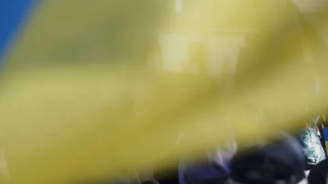 Ukrainian Flag, Protesters, Stop War Posters And Banners, War In Ukraine Stock Footage 171107635