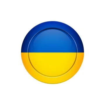 Ukrainian flag on the round button, vector illustration Ilustración de archivo