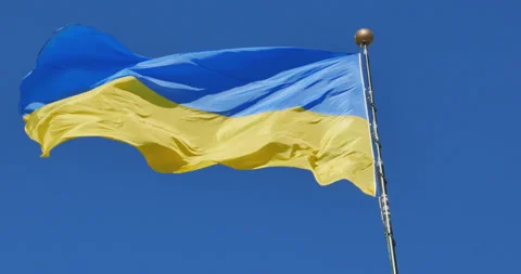 Ukrainian flag slow motion Video stock 185140627