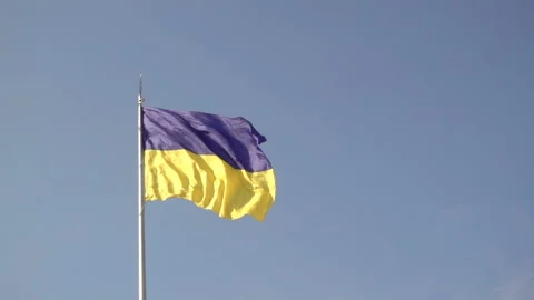 Ukrainian flag in slow motion Stock Footage 187547370