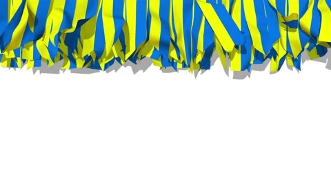 Ukrainian Flag Strip Waving in The Wind, 3D Rendering Stock Footage 230034693