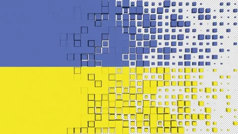 Ukrainian flag transitions pack – 3d render alpha channel. Stock Footage 308432150