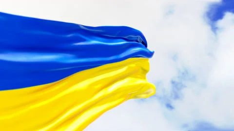 Ukrainian Flag Video close-up. Waving Ukraine Flag Stock Footage 238567662