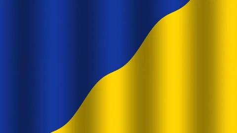Ukrainian flag waving in the wind with blue and yellow Stock Footage 338226682