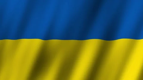 Ukrainian flag waving in the wind during a sunny day in a public area Stock Footage 304566366
