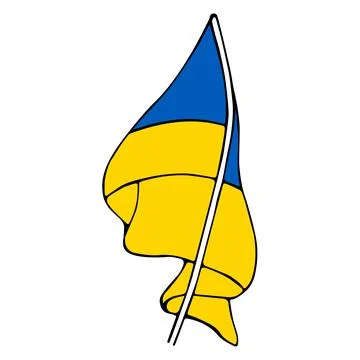 Ukrainian flag waving in the wind vector sketch. Stock Illustration