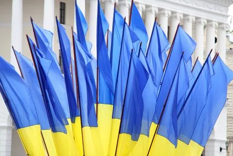 Ukrainian flags Stock Photos