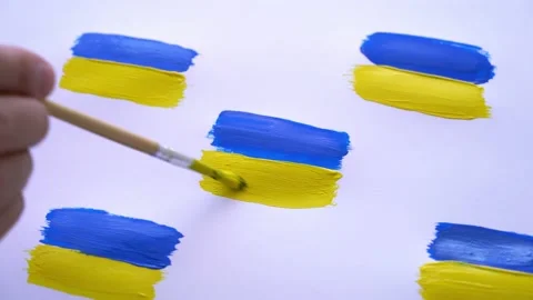 Ukrainian flags on a white background Stock-Footage 174377456