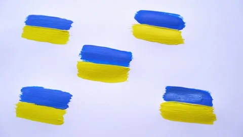 Ukrainian flags on a white background 库存影片 181390234
