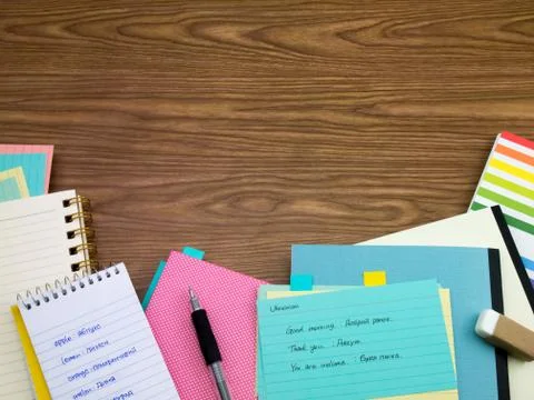 Ukrainian; Learning New Language Writing Words on the Notebook Stock Photos
