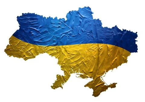 Ukrainian Map with Painted Flag Texture Stock Illustration