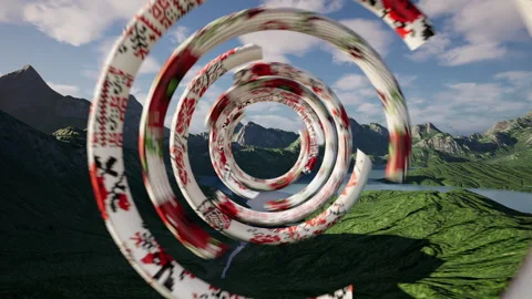 Ukrainian ornament in sky 库存影片 320239082
