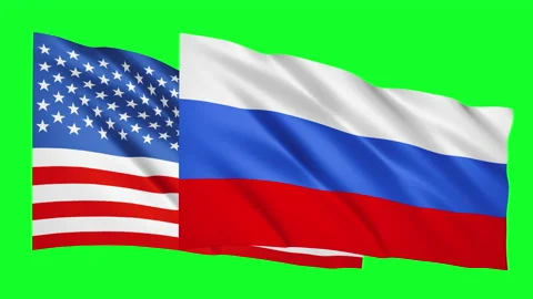 Ukrainian Russian flags waving in the wind animation Stock Footage 171314516
