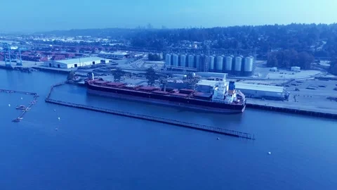 Ukrainian ship loading wheat in Canada to be shipped back during the war 動画素材 233260474