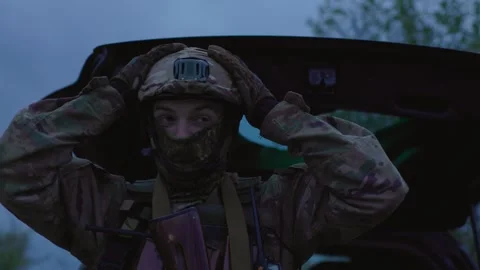 Ukrainian soldiers preparing ammunition before attack Stock Footage 246414900