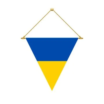 Ukrainian triangle flag hanging, vector illustration Stock Illustration