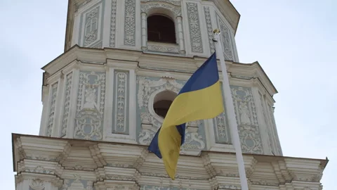 The Ukrainian yellow-blue flag Stock Footage 248060119