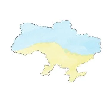 Ukrainian yellow-blue flag - map of Ukraine. stop war in Ukraine Stock Illustration