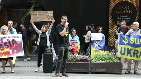 Ukrainians protest at Colgate Palmolive Video stock 220534485