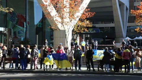 Ukrainians protest at Freelancer.com Head Office Video stock 196902984