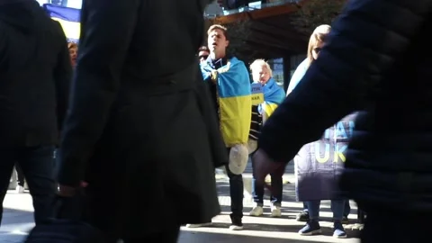 Ukrainians protest at Freelancer.com Head Office Vídeos de archivo 196902992