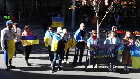 Ukrainians protest at Freelancer.com Head Office Stock Footage 196902993