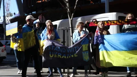 Ukrainians protest at Freelancer.com Head Office Stock-Footage 196902994