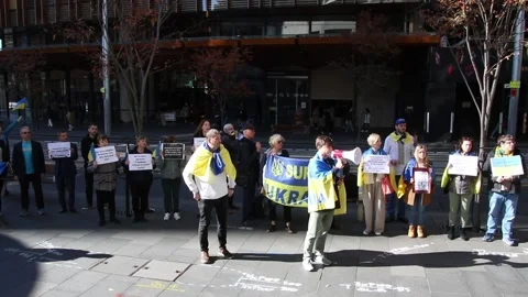 Ukrainians protest at Freelancer.com Head Office Stock Footage 197395518